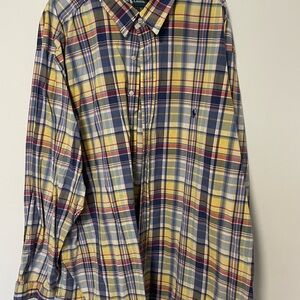 Used Ralph Lauren Yellow and Blue Casual Button Down Shirt